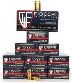 500 ROUNDS 9MM LUGER 115GR FMJ FIOCCHI AMMUNITION