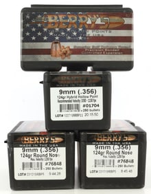 1000 PCS 9MM 124GR BERRY'S RELOADING BULLETS