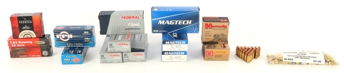 600+ ROUNDS .32 AUTO FMJ & JHP PISTOL AMMUNITION