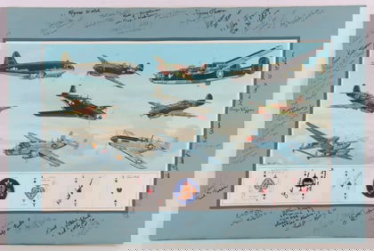 50+ SIGNED RAY WADDEY FIGHTER ACE CANVAS PAINTING