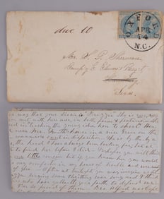 CIVIL WAR LETTER TO BROTHER IN 20TH TEXAS INFANTRY