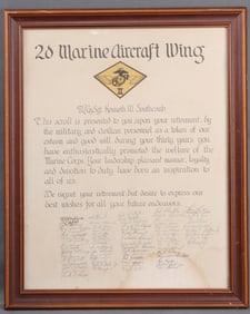 USMC 2ND MARINE AIRCRAFT WING UNIT SIGNED SCROLL