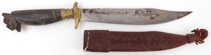 TRENCH PHILIPPINES 1945 STAMPED BLADE BOLO KNIFE
