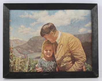 ADOLF HITLER FRAMED OIL PAINTING PRINT