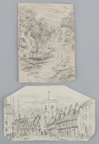 LOT OF 2 WWII GERMAN REICH HITLER SKETCHES