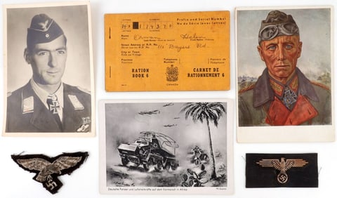 WWII GERMAN LUFTWAFFE & SS EAGLE ROMMEL PELTZ CARD