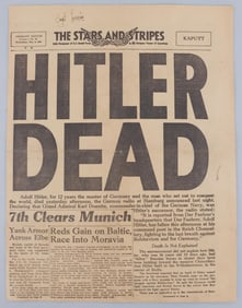 WWII US NEWSPAPER STARS & STRIPES HITLER DEAD