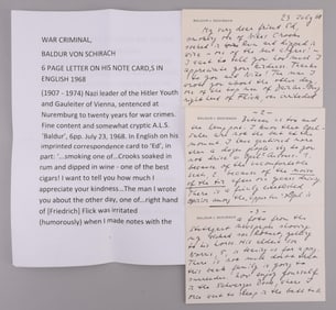 WWII GERMAN THIRD REICH BALDUR VON SCHIRACH LETTER
