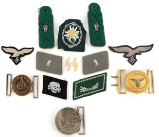 LOT WWII GERMAN THIRD REICH BUCKLE PATCH TOTENKOPF