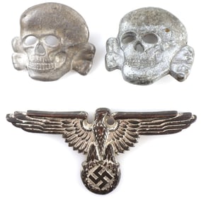 3 PC WWII GERMAN REICH SS VISOR PIN SET