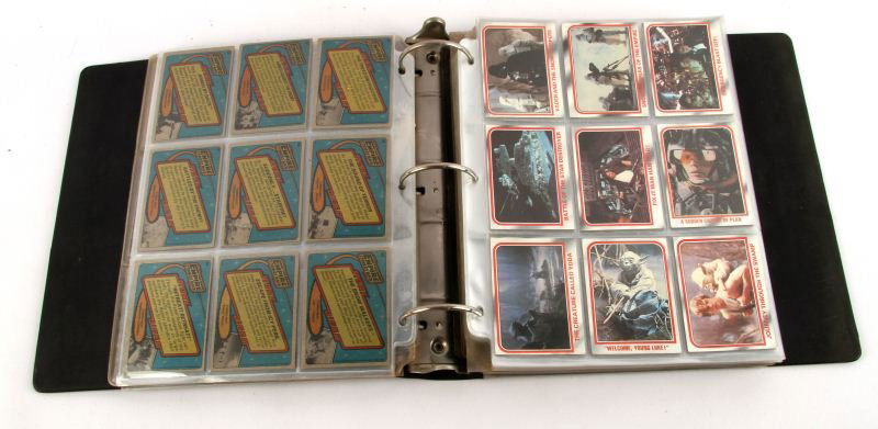 363 STAR WARS TRADING CARDS 1970-80'S: The cards have written on the back Empire strikes back, Movie facts, Official Data, others have a puzzle picture on them, some also marked return of the Jedi. Looks to be close to a complete collectio