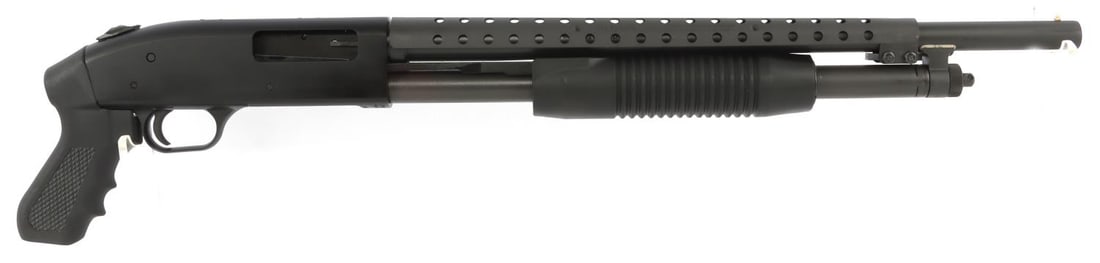 MOSSBERG 500 PERSUADER 20GA PUMP SHOTGUN NIB: New in box Mossberg 500 Persuader pump-action shotgun. Model 50138. 18.5-inch barrel, 20 gauge, 3-inch chamber. With pistol grip, heatshield and bead sight. FFL required for transfer. No international
