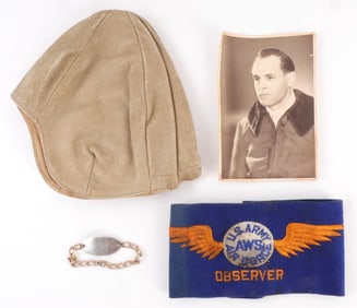 WWII USAAF LEATHER FLIGHT CAP BRACELET & ARM BAND
