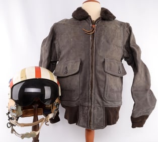 LOT US NAVY SPH3 GENTEX HELMET & G1 JACKET
