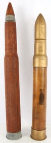 2 WWII DUMMY RANGE PRACTICE ARTILLERY BOMB LOT