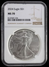 2024 SILVER AMERICAN EAGLE NGC MS 70 COIN