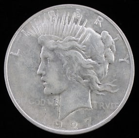 1927 D SILVER PEACE DOLLAR KEY DATE COIN XF/AU
