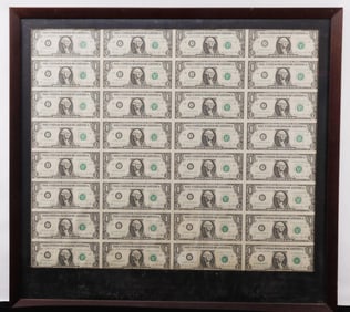 UNCUT CURRENCY SHEETS $1.00 FEDERAL RESERVE NOTES