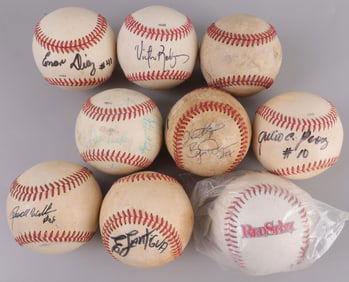 LOT OF 9 BASEBALLS - 8 SIGNED 1 UNSIGNED