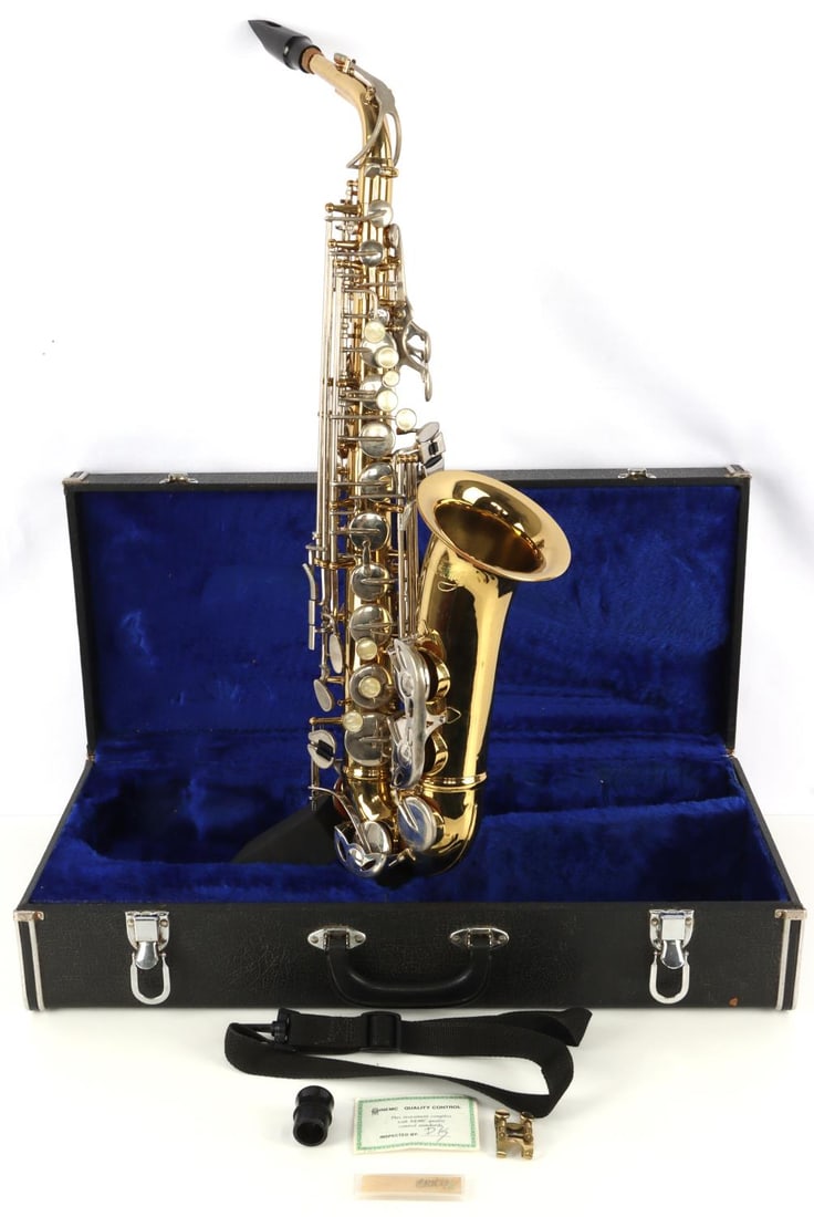ARMSTRONG SAXOPHONE WITH CASE: Very good condition. Comes with case. Sealing has not been tested. Needs repair. Sold as is.
