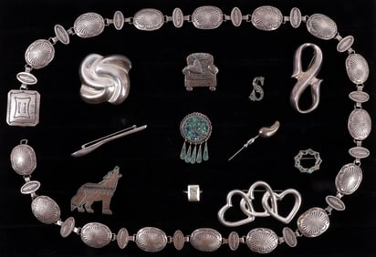 ASSORTED STERLING SILVER PIN BELT RING LOT