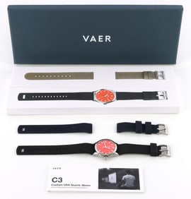 MENS VAER ORANGE DIAL WRIST WATCH QUARTZ MOVEMENT