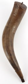 LARGE 1863 CIVIL WAR ERA BLACK POWDER HORN FLASK