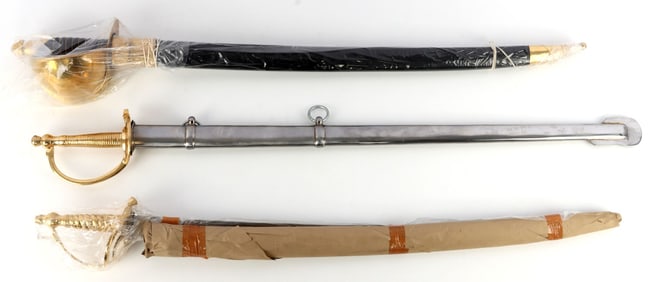 LOT OF 3 INDIA MADE REPRODUCTION SWORD & CUTLASS