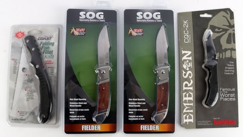 4 PC ASSORTED FOLDING KNIFE LOT NIB NEW IN BOX