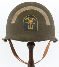 WWII US M1 HELMET & LINER 1ST ENGINEER BRIGADE