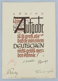 THIRD REICH SIGNED POSTER GORING HIMMLER HESS