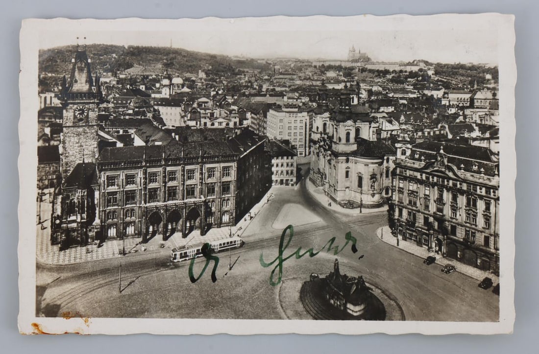 WWII GERMAN THIRD REICH GOEBBELS SIGNED POSTCARD: Postcard showing the city of Nuremberg, signed on the bottom 'Dr. Goebbels.' Signed in ferrous ink. Deemed authentic according to terms. Very good, original condition.