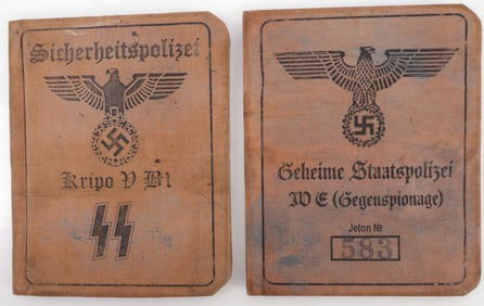 LOT OF 2 WWII GERMAN REICH GESTAPO AUSWEISE