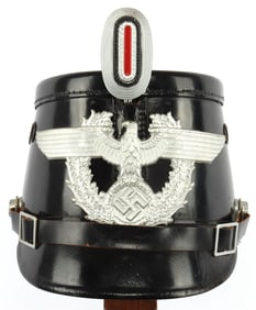 WWII GERMAN POLIZEI BLACK SHAKO HELMET BY BECKER