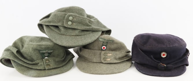 LOT OF 4 WWII GERMAN THIRD REICH M43 FIELD CAPS