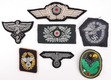 WWII GERMAN THIRD REICH BULLION & CLOTH PATCH LOT
