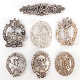 LOT OF 7 WWI AND WWII ASSORTED GERMAN BADGES