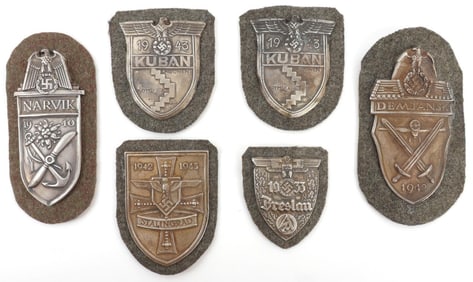 LOT OF 6 WWII GERMAN THIRD REICH SHIELDS