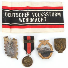 WWII GERMAN THIRD REICH BADGE & ARMBAND LOT 5PCS