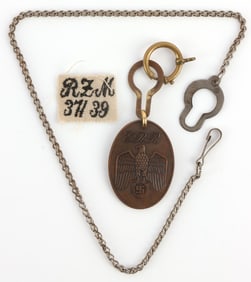 LOT WWII GERMAN ERB & SS WATCH FOB