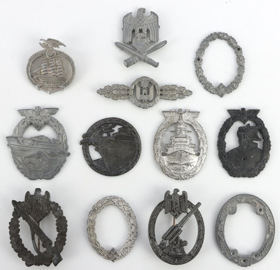 WWII GERMAN THIRD REICH BADGE LOT: As photographed. Sold "as is."