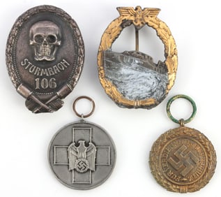 LOT OF 4 WWI WWII GERMAN BADGES RED CROSS E BOAT