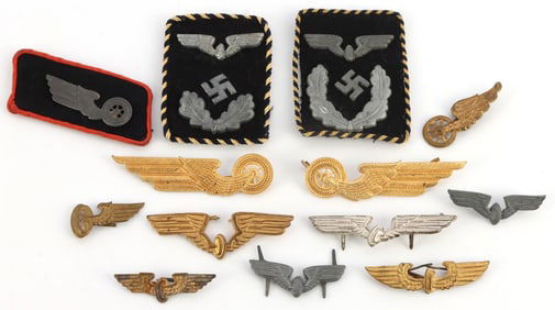 WWII GERMAN CLOTH & METAL RAILROAD INSIGNIA LOT