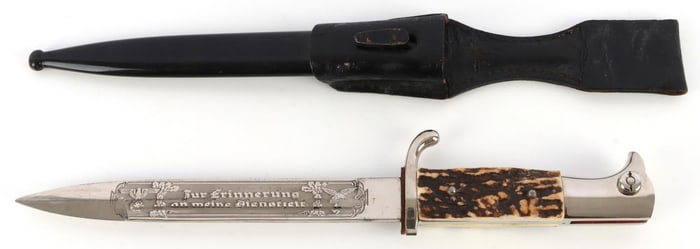 WWII GERMAN ETCHED FIRE POLICE DRESS BAYONET