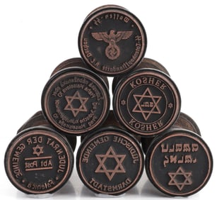 LOT OF 6 WWII GERMAN JEWISH HAND STAMPS