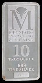 10 TROY OUNCE SILVER BAR MID STATES RECYCLING