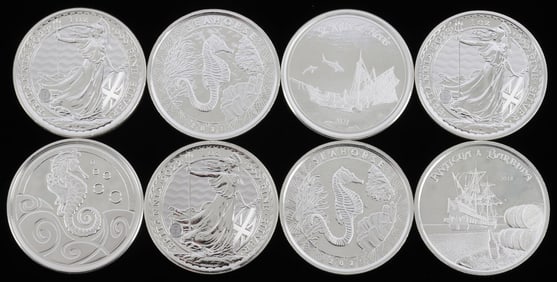 LOT OF 8 WORLD SILVER BULLION COINS BRITANNIA
