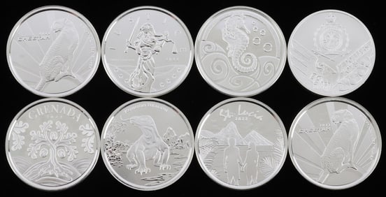 LOT OF 8 WORLD SILVER BULLION COINS CZECH