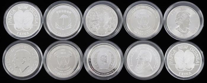 LOT 10 .999 FINE SILVER 1 OZT COIN CANADA CAMEROON