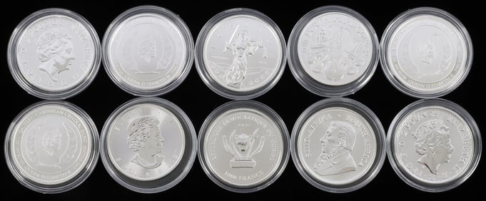 LOT 10 .999 FINE SILVER 1 OZT COINS CANADA AUS.